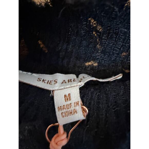 Skies are Blue NWT Black Sweater See Through Jagged Collar Trendy Chic Sz MED - Picture 5 of 6